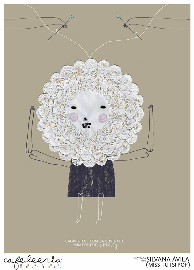 Ilustración de Silvana Ávila para PonponsParty @ 1er. Concurso de Valaveritas literarias dedicas al café.